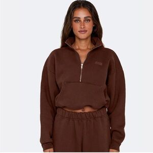 SET Active Chocolate Brown Half-Zip Sweatshirt